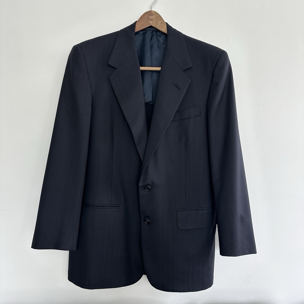 Oxxford‎ Manhattan Suit Jacket 39R Navy Stripe Bespoke Quality Preppy Luxe